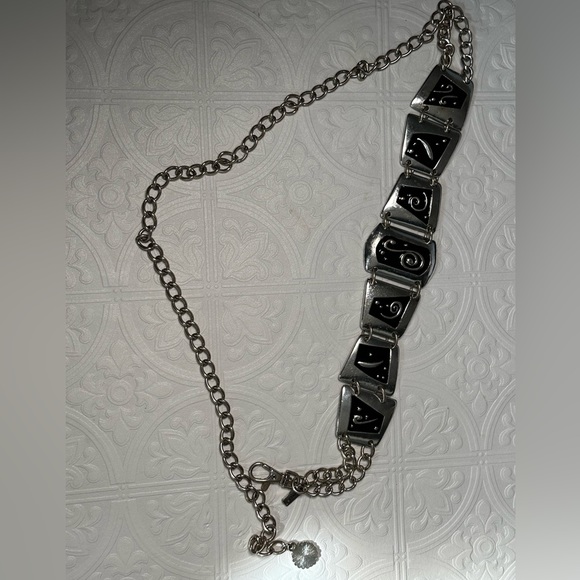 🛍️soldout Chicos Chain Link Belt 36-39 XL Adjustable Black Enamel Inlayed - Picture 13 of 14